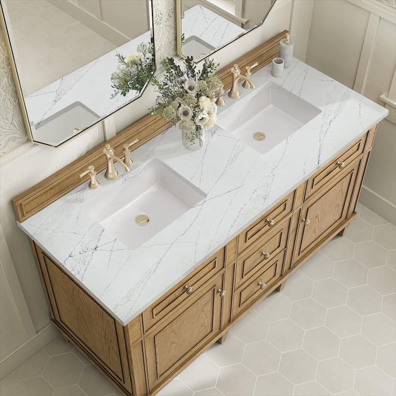 James Martin Vanities Lorelai 60" Double Vanity, Light Natural Oak - Ethereal Noctis.