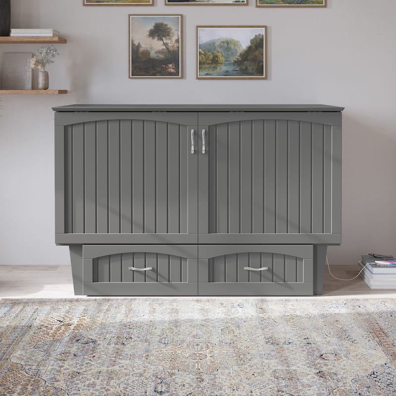 Nantucket Murphy Bed Chest with Mattress and Built-in Charging Station