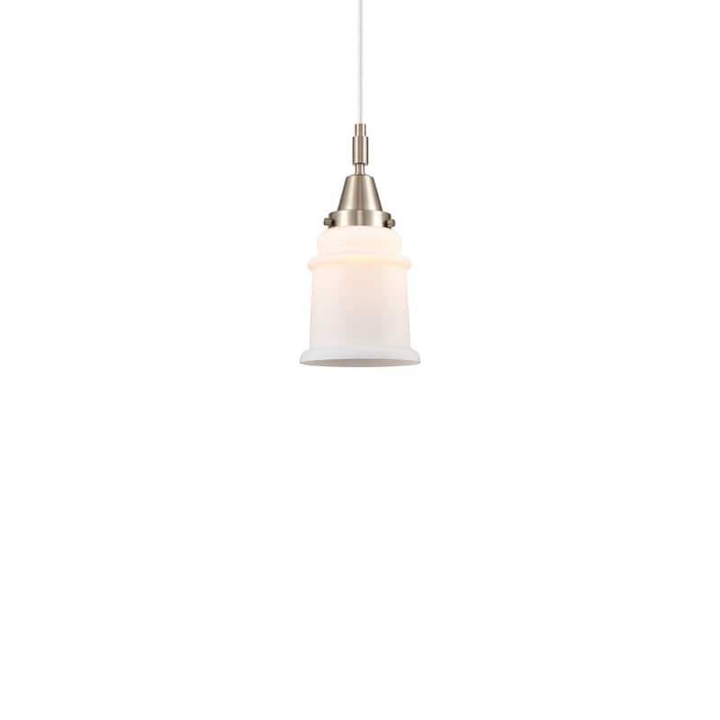 Innovations Lighting 447-1P-12-6 Canton Pendant Canton 6" Wide Mini - Brushed Satin Nickel / Matte White