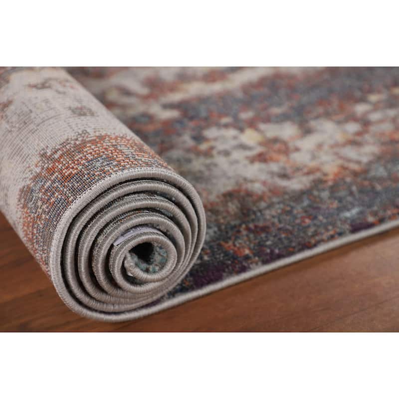 Grey Abstract Turkish Area Rug Machine Made Carpet - 5'0" x 8'0"