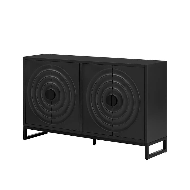 Accent Buffet Cabinet Rubber Wood Veneer Storage Cabinet