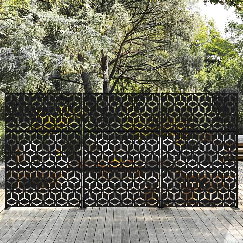Outdoor Privacy Screen Metal Privacy Screen Panel Free Standing - 72*47