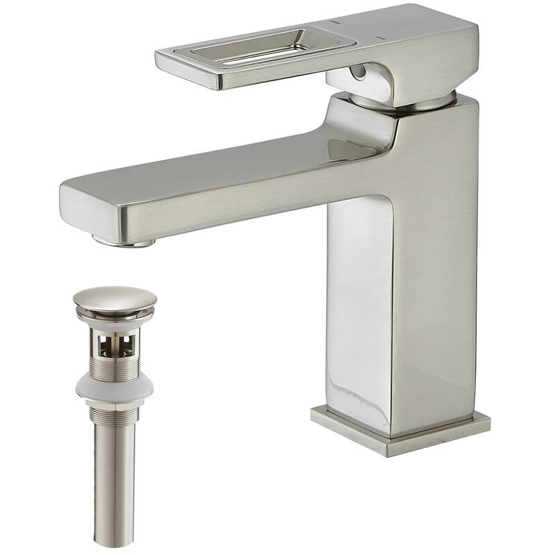 Single Handle Bathroom Faucet with Drain Set 1 Hole Brass Modern Waterfall Bathroom Sink Basin Vanity Faucets - Brushed Nickel