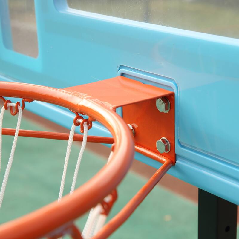 Soozier Poolside Basketball Hoop Stand, 36.5"-48.5" Height Adjustable Portable Hoop System for Adults & Kids, Blue