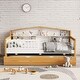 preview thumbnail 2 of 7, White+Walnut Twin Size Daybed with Trundle & Bookcase Headboard