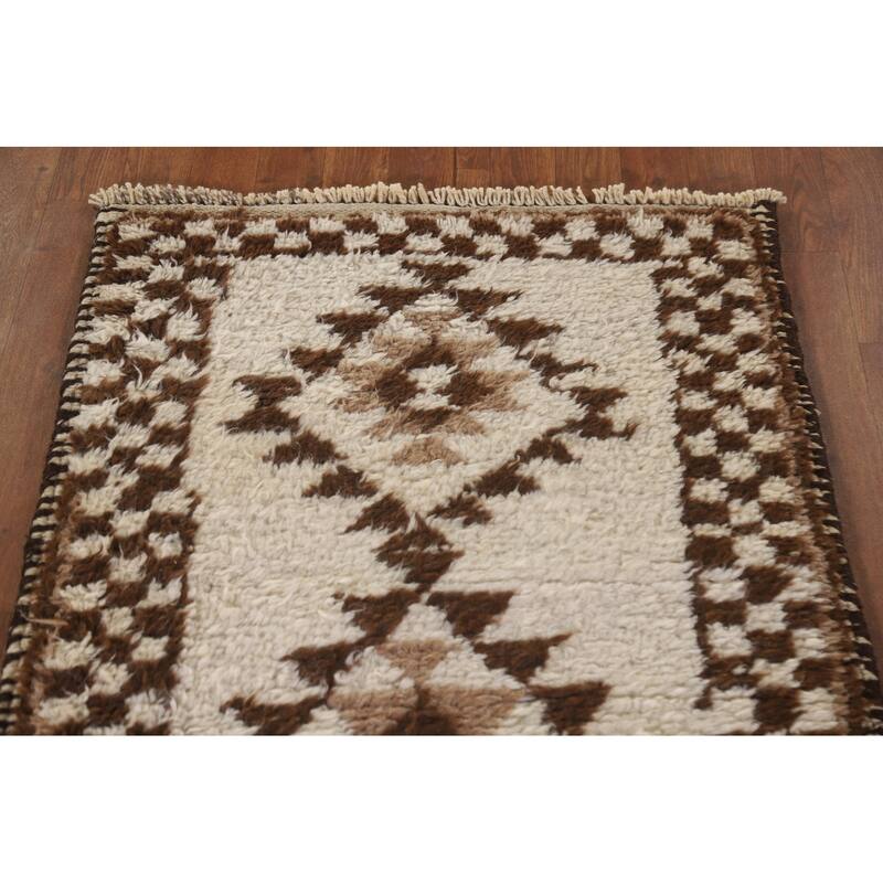 Anatolian Beige Turkish Runner Rug Handmade Oriental Wool Carpet - 2'8"x 10'8"