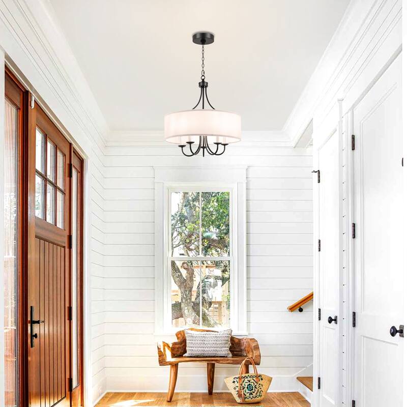 Modern Drum Light Chandelier Industrial Dining Room Light Fixtures