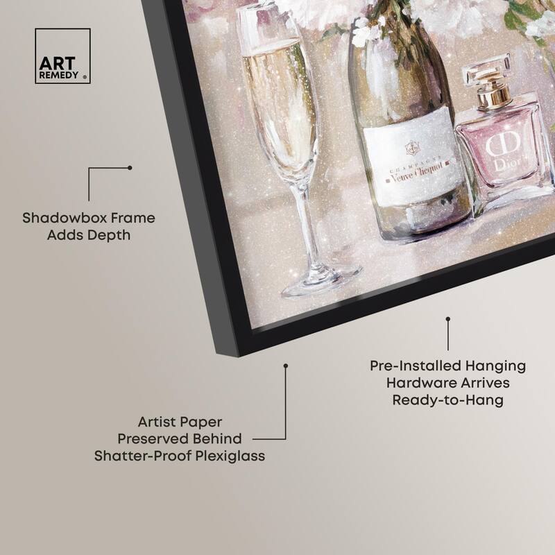 Light Floral Champagne Vase Shadowbox by Art Remedy