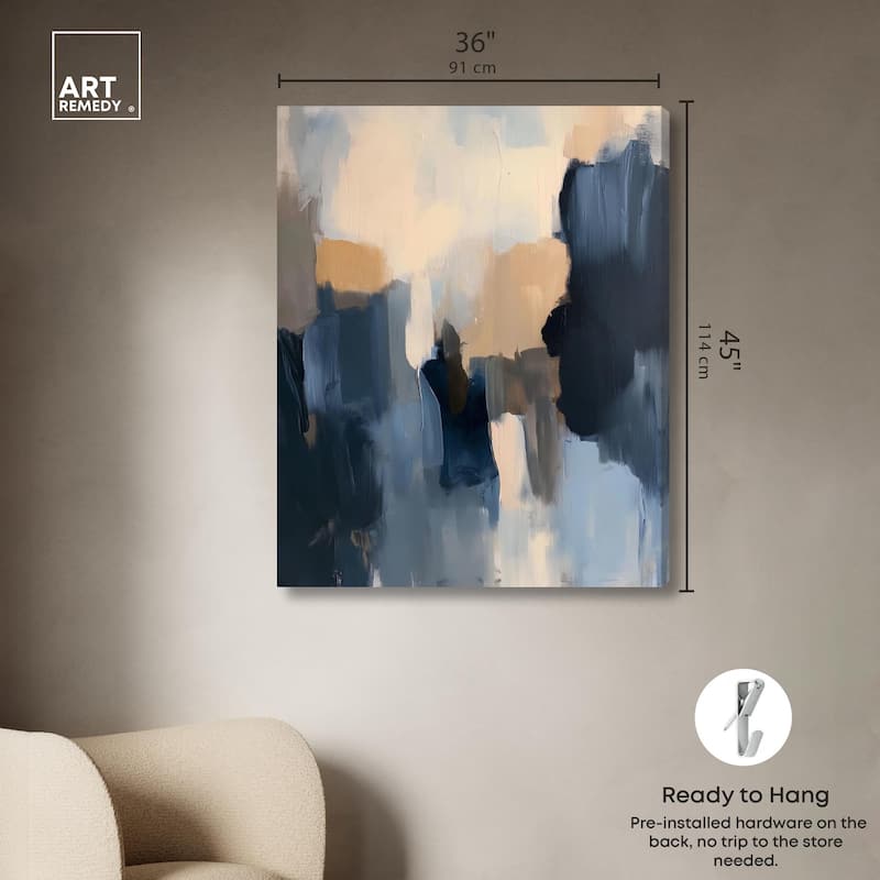 Navy Beige I Canvas by Art Remedy, Gallery Wrapped