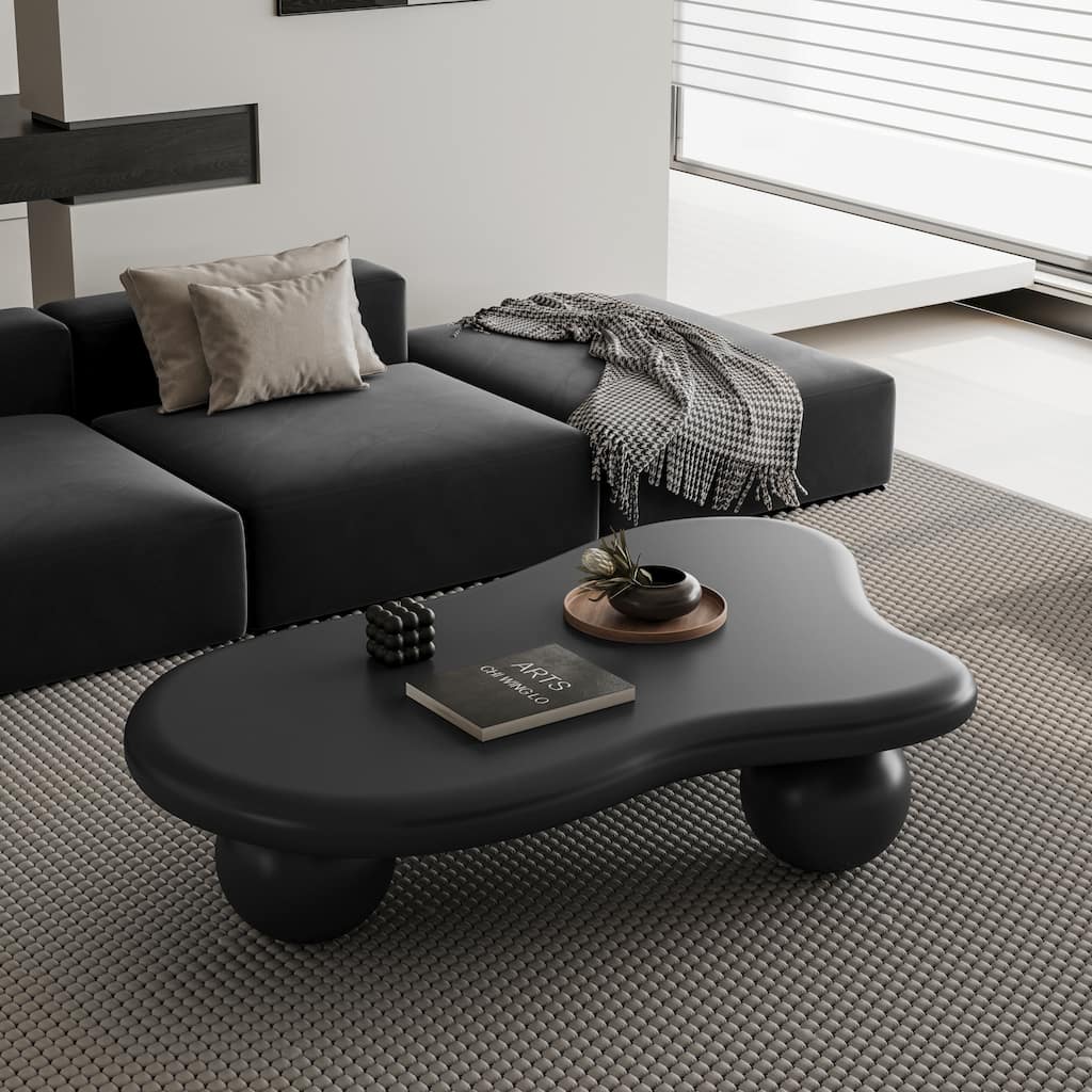 GDF Studio - Aurelia 47 Inch Cloud Shaped Coffee Table with 3 Ball Legs