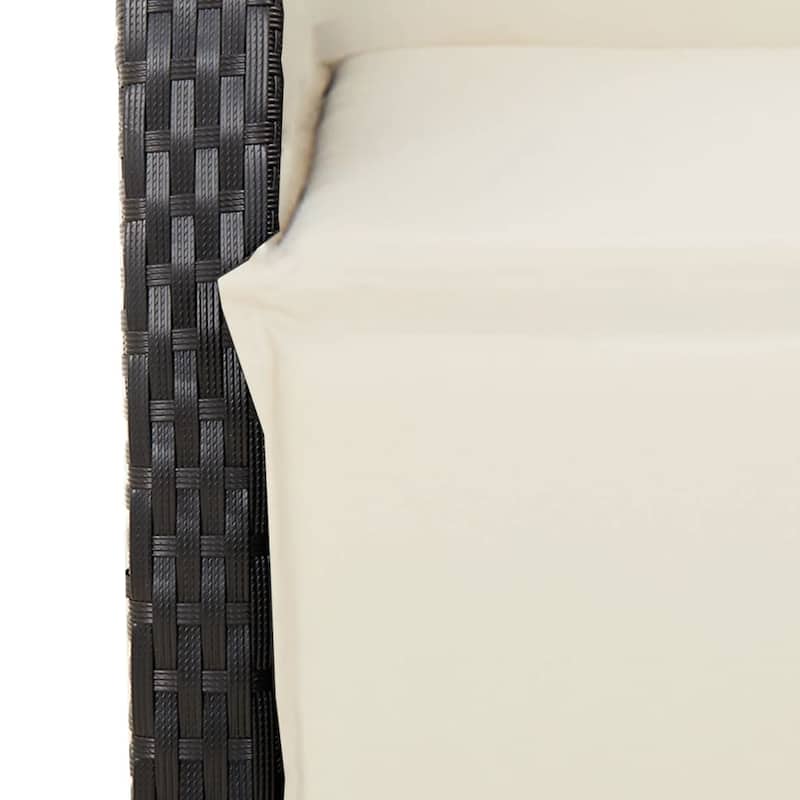 vidaXL Patio Dining Set with Cushions Bistro Futniture Set Black Poly Rattan - 22.0 x 23.2 x 36.2