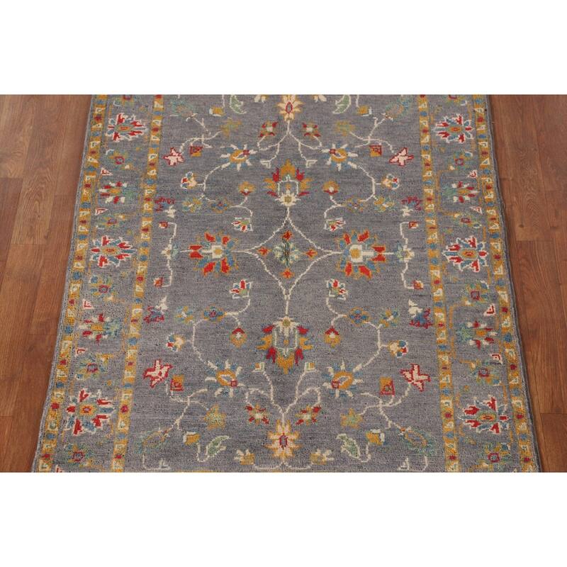 All-Over Gray Floral Kazak Oriental Accent Rug Handmade Wool Carpet - 3'4"x 5'0"