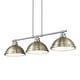 preview thumbnail 1 of 1, Yep by Golden Lighting Duncan 3-light Island Light in Pewter and Aged Brass shade