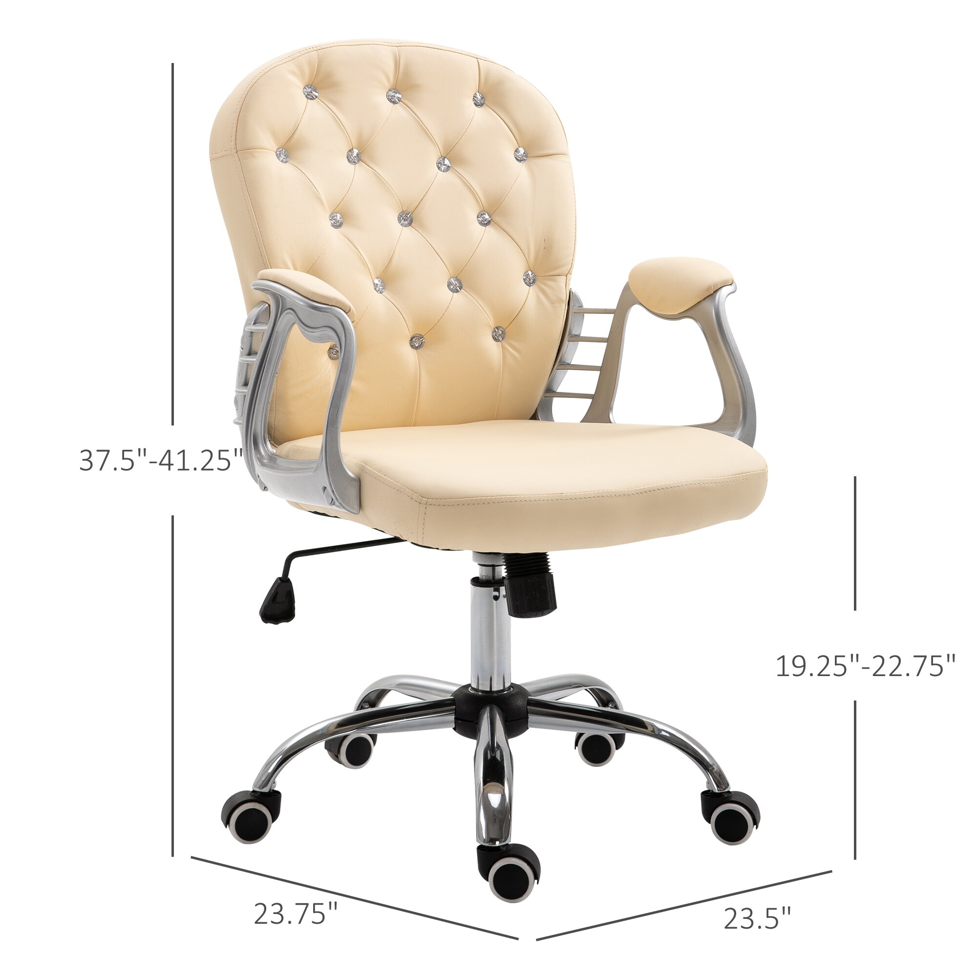 Vinsetto Faux Leather Office Chair Tufted Backrest Swivel Rolling