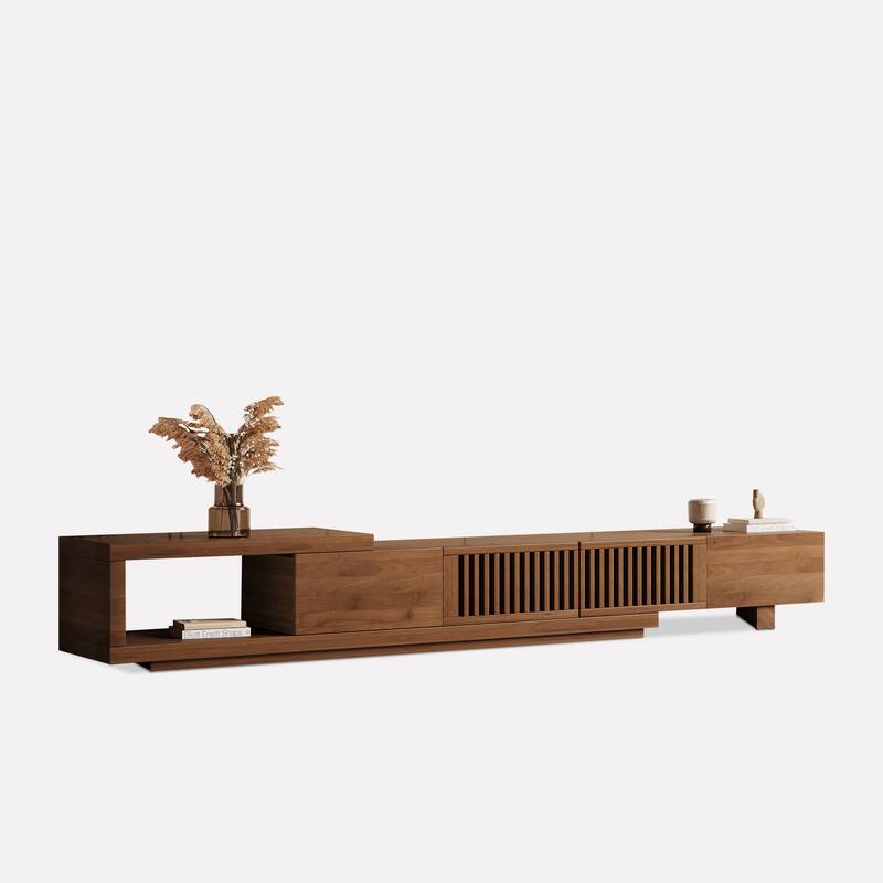 78.54 Inch Expandable TV Stand Asymmetrical Modern Design, High Quality Manufactured Wood - 78.54"Wx15.74"Dx13.78"H