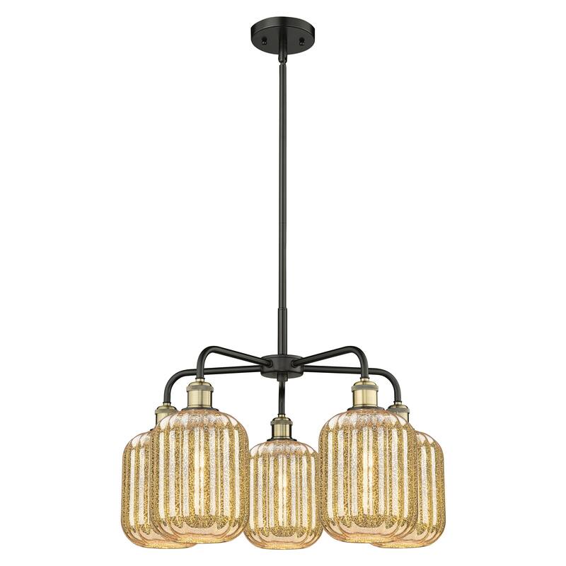 Innovations Lighting Endless Possibilities Ballston - Preston - 5 Light 25" Jar Shade Stem Hung Chandelier - Mercury/Black Antique Brass