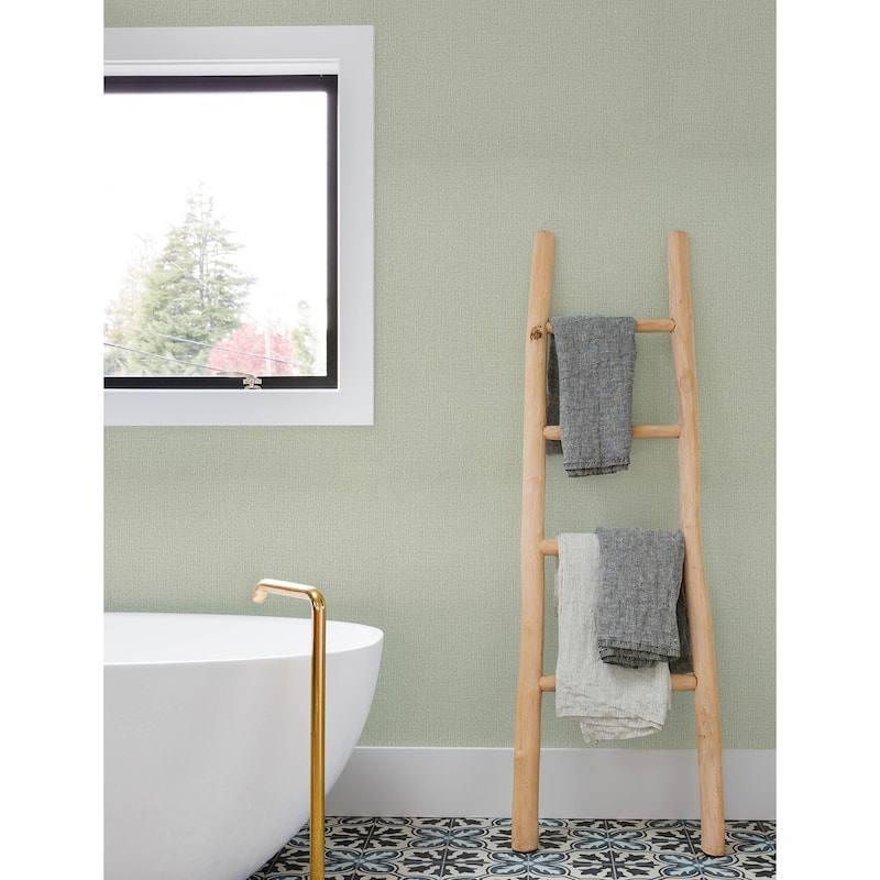 Chesapeake Sonia Light Green Faux Linen Wallpaper