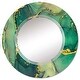 preview thumbnail 2 of 8, Designart 'Turquoise And Gold Luxury Abstract Fluid Art I' Printed Modern Wall Mirror