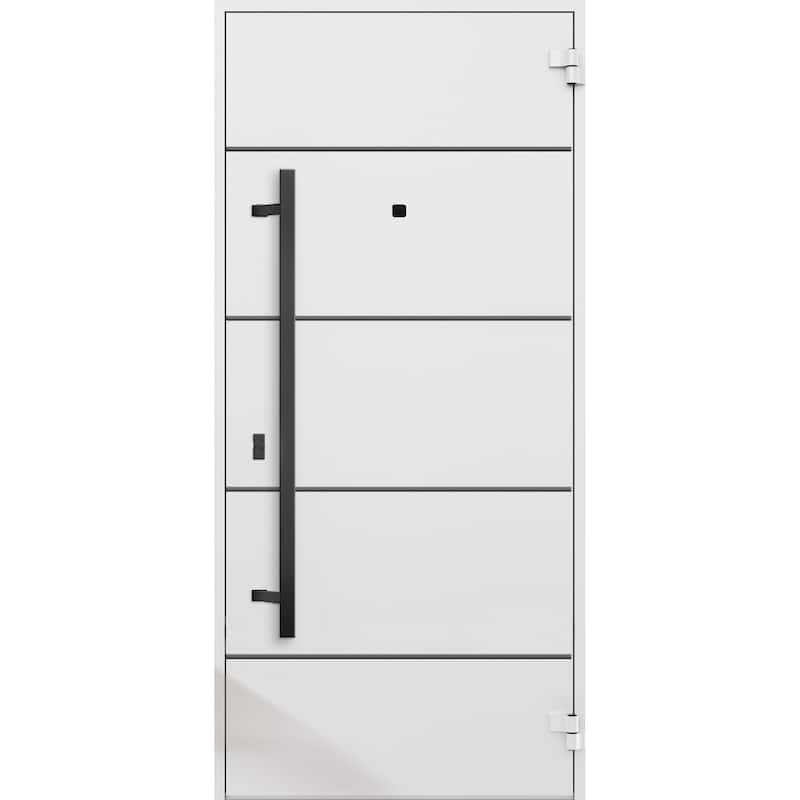 Exterior Prehung Steel Entry Door 0131 Black Enamel 2 Sidelites Top Window Stainless Steel Inserts W16+36+16xH80+16