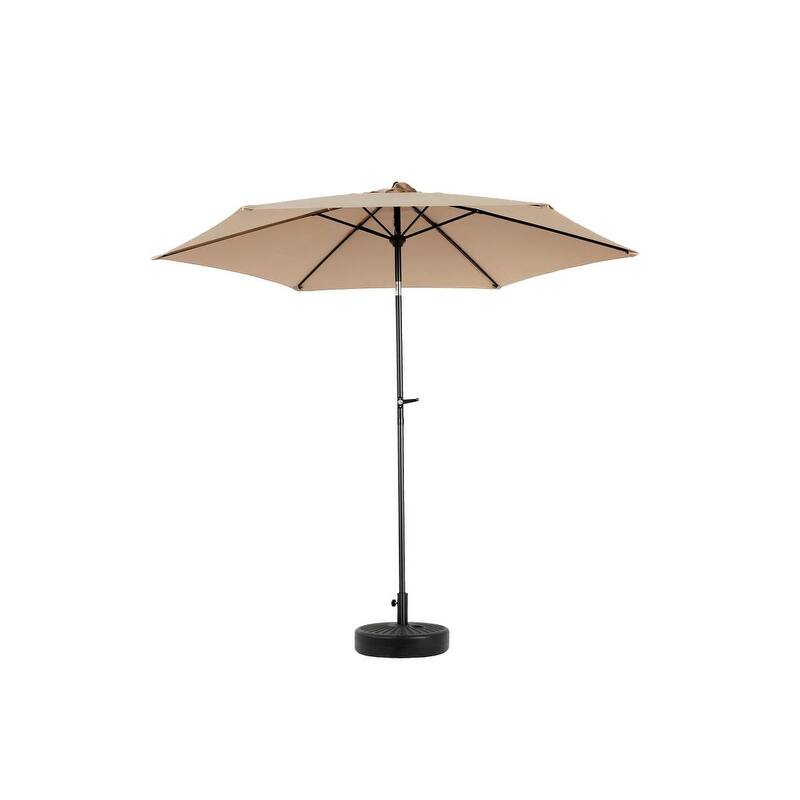 Push-Button Tilt 9FT Patio Umbrella - Easy Crank Lift, 6 Sturdy Ribs (Base Not Included)