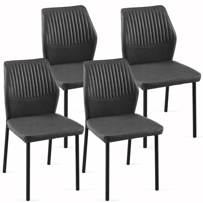 4PCS PU Metal Armless Dining Chair