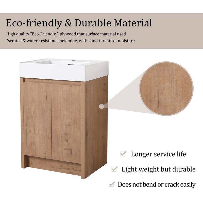 Beingnext 24"/30"/48"/60" Bathroom Vanity with Sink, Freestanding Bathroom Vanity with Soft Close Door and Shelf