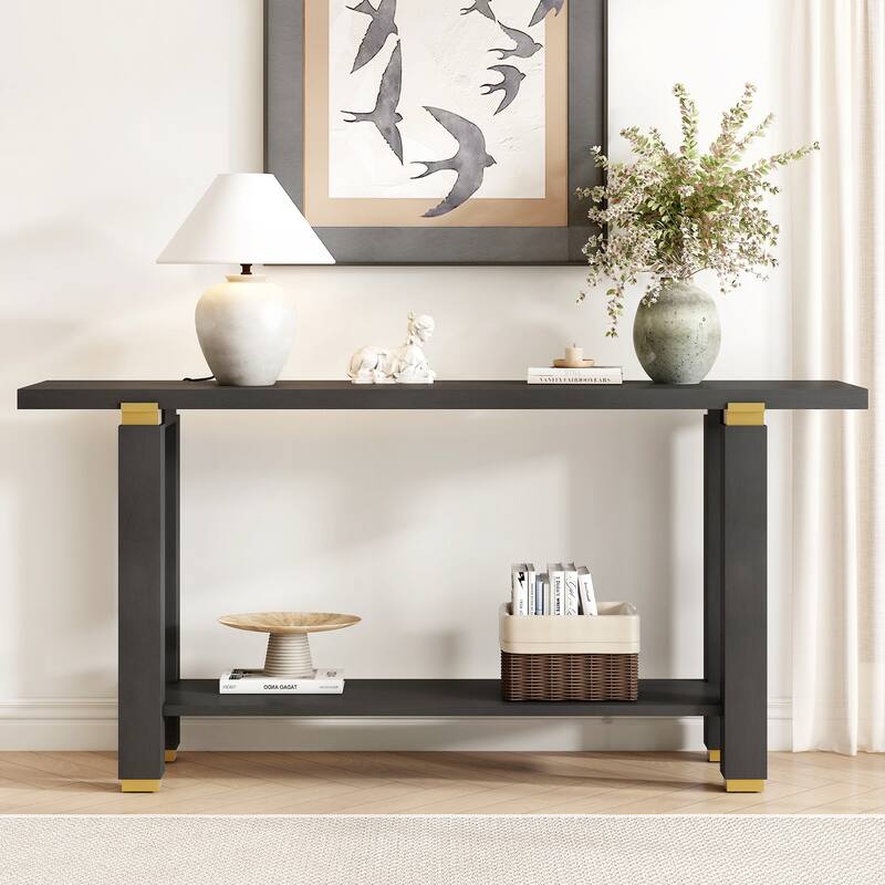 62.9in Modern Minimalist Solid Wood Console Table