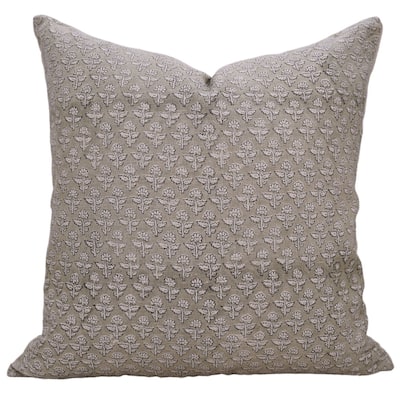 Linen Farmhouse Block print pillow Cover - Gulmohar