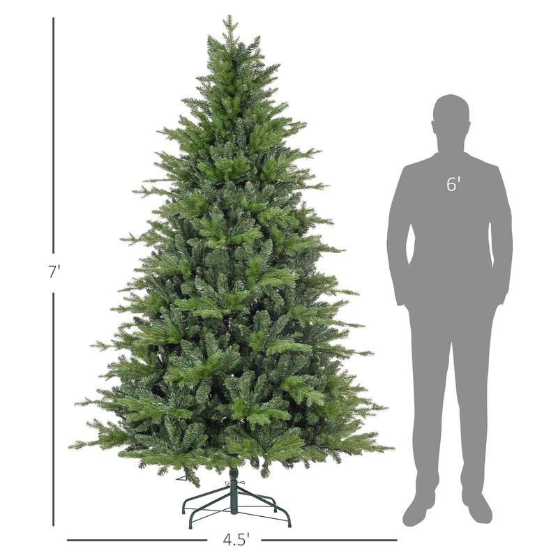 Green Artificial Xmas Tree with Hinged Design, Foldable Metal Stand, Easy Assembly