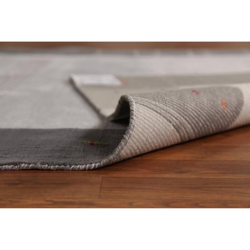 Little Animals Gabbeh Indian Area Rug Hand-Knotted Wool Carpet - 5'3" x 7'7"