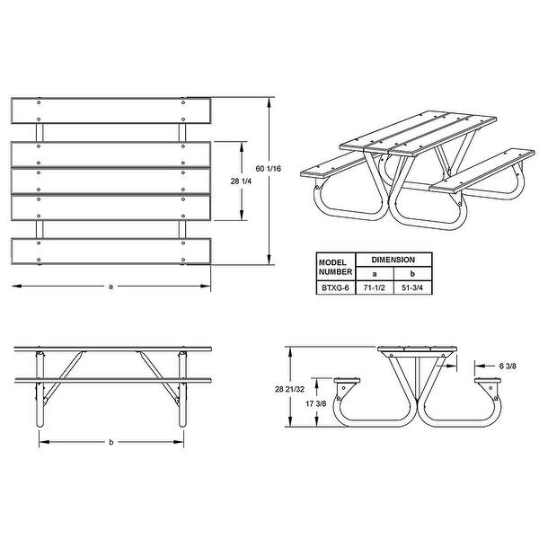 Pilot Rock 6' or 8' Outdoor Steel Non Tip Picnic Table Legs Kit (Frame Only) 80 Bed Bath