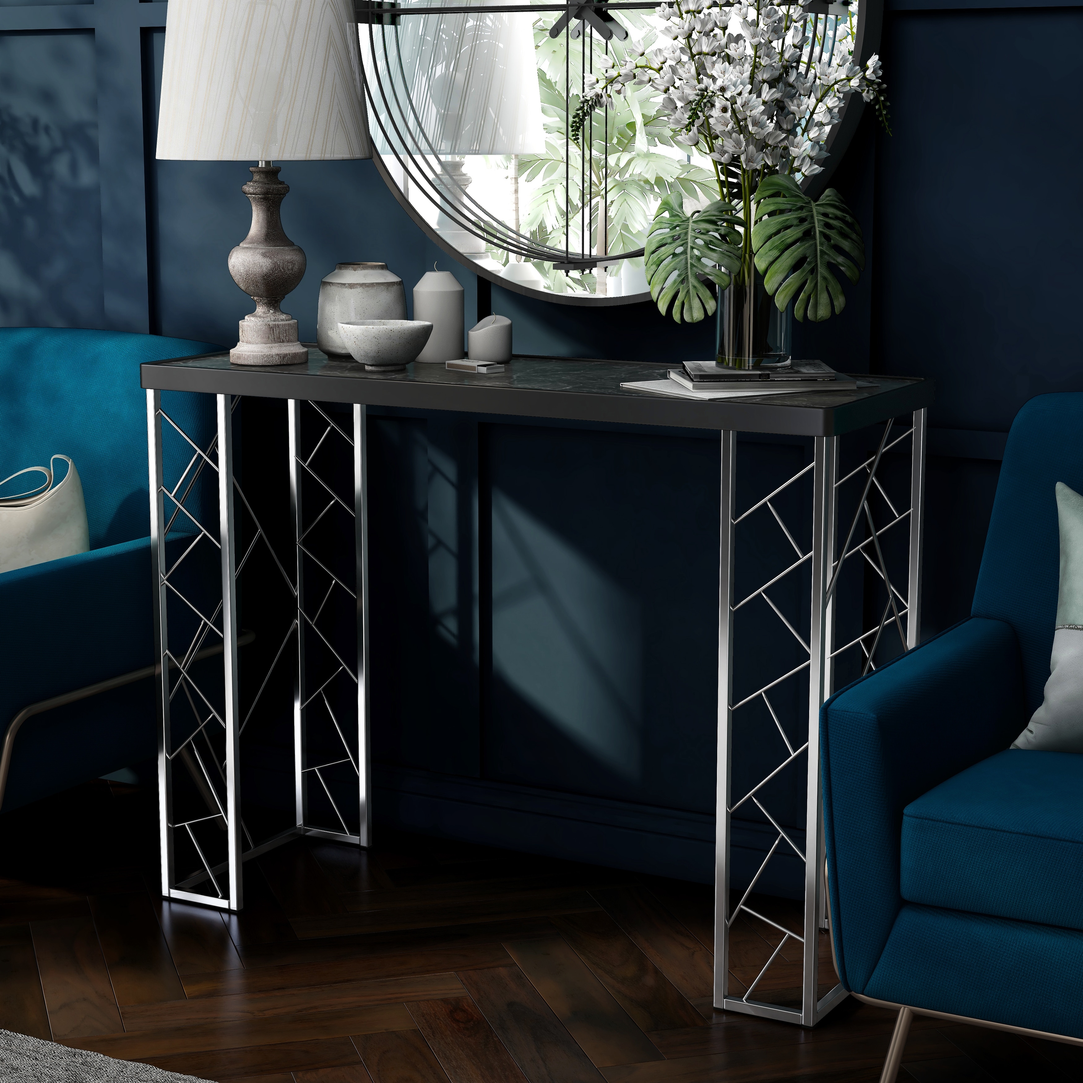 Silver orchid console table top