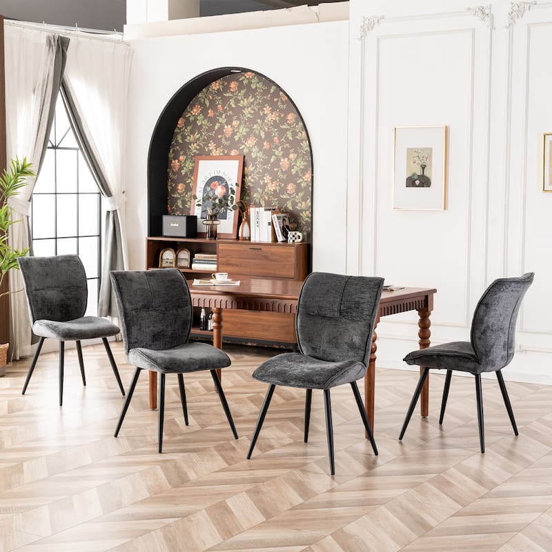 Fabric Upholstered High Back Dining Chairs Set of 2