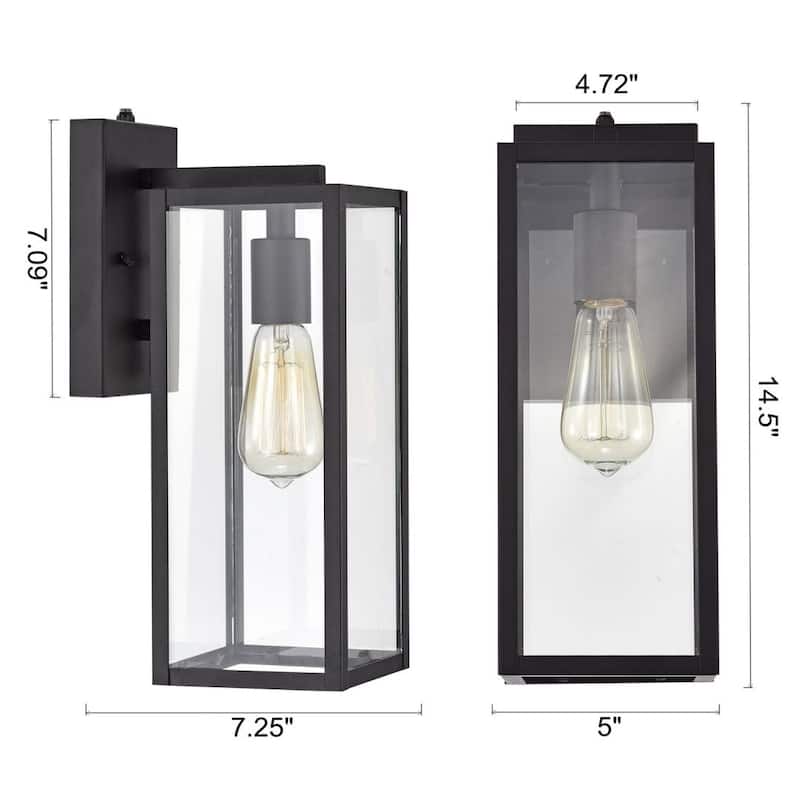 2 Pack 14.5''H Tempered Glass Outdoor Wall Lantern with Dusk to Dawn