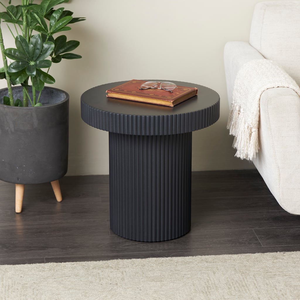 Black Wooden Dimensional Ribbed Coffee Table