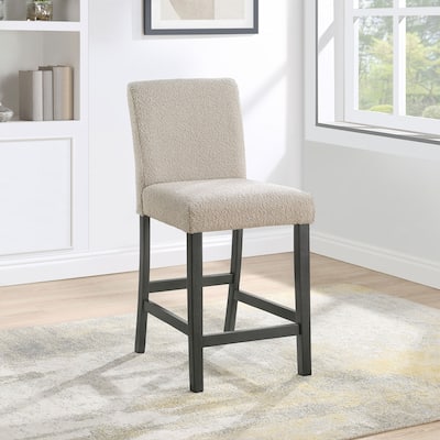 Beige Boucle Upholstered Counter Chair (Set of 2)