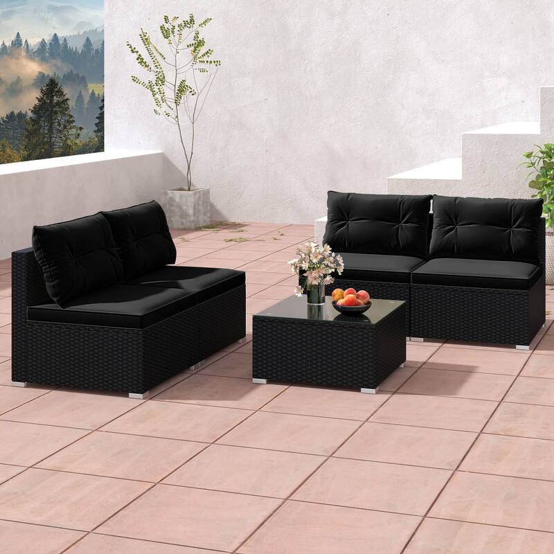 Costway 5 Piece Outdoor Furniture Set with Seat & Back Cushions - See Details
