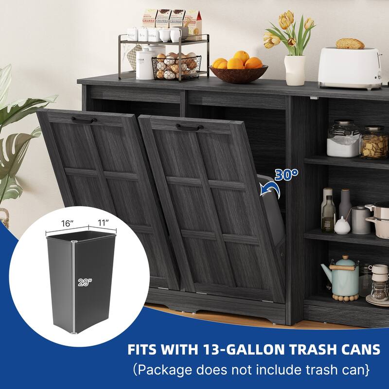 Double Tilt Out Trash Cabinet Kitchen Island with Storage