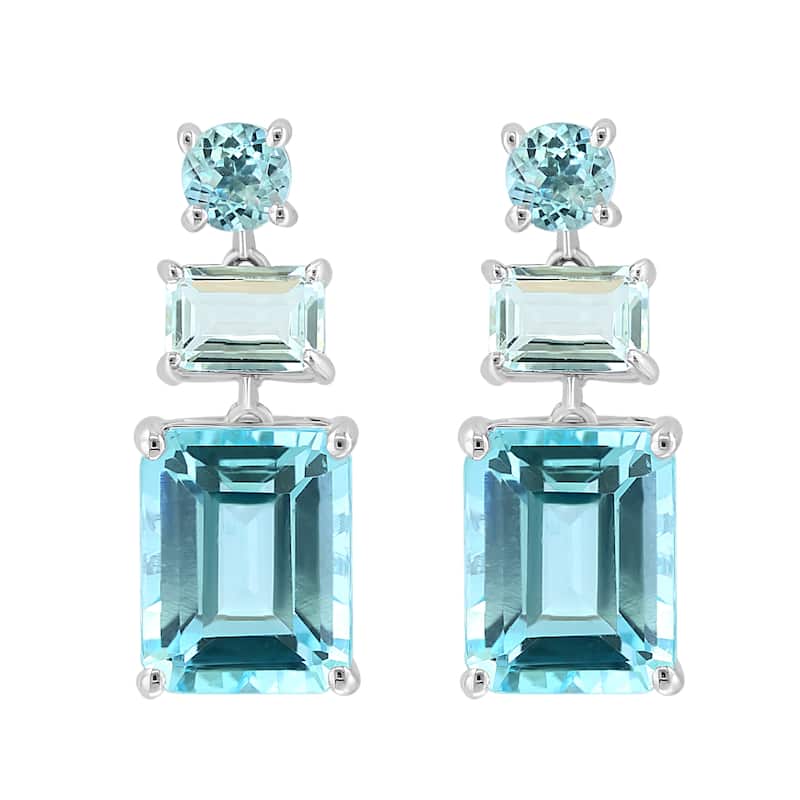 EFFY 14K White Gold White Topaz,Sky Blue Topaz Drop Earrings
