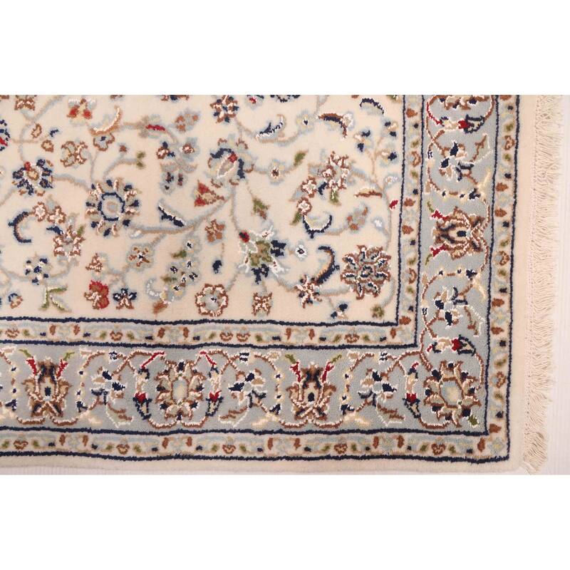 ECARPETGALLERY Hand-knotted Nain Cream Silk, Wool Rug - 2'9 x 16'3