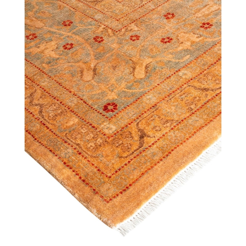 Overton Hand Knotted Wool Vintage Inspired Modern Contemporary Overdyed Ivory Area Rug - 8' 1" x 10' 6"