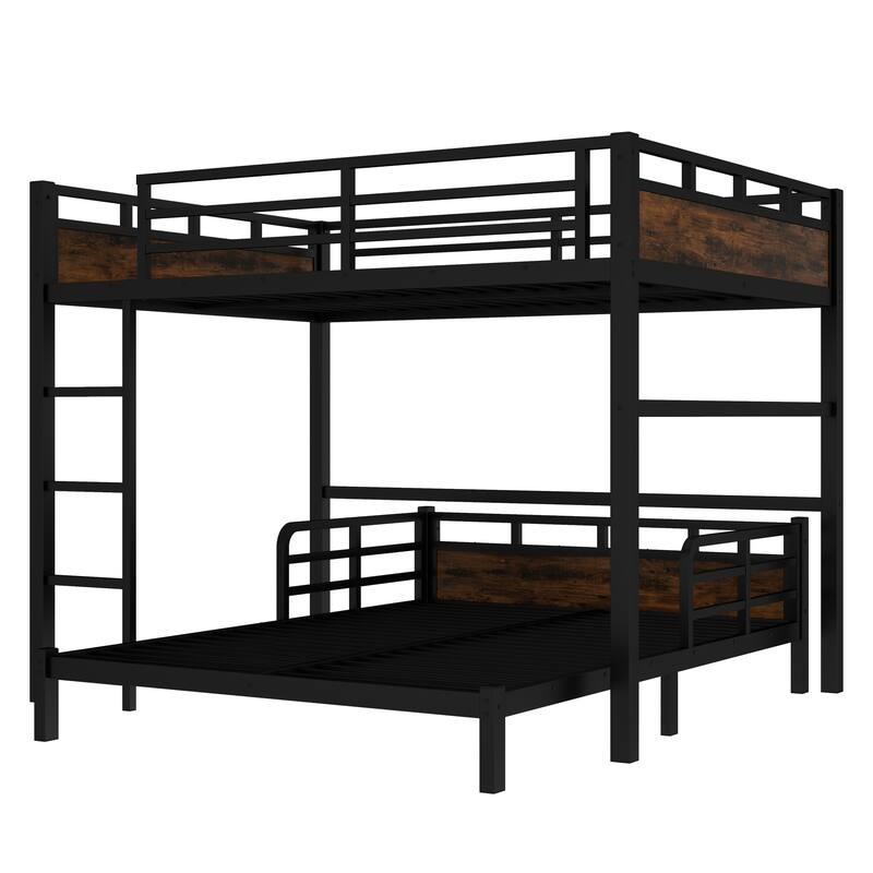 Queen over Queen Metal Bunk Bed/Metal Loft Bed,Separable Bunk Beds,with raised security fence
