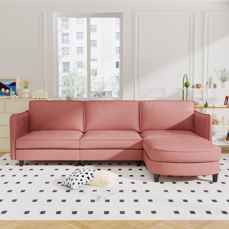 Christopher Knight Home - Benjamin Spacious 3-Seater L-Shaped Sofa with Movable Ottoman and Storage Pockets