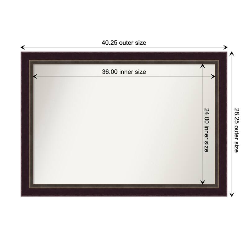 Signore Bronze Framed Non-Beveled Custom Wall Mirror, Bathroom Vanity Mirror - Outer Size: 40.25 x 28.25