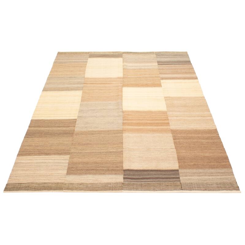 ECARPETGALLERY Flat-Weave Boho Brown Wool Kilim - 6'11 x 9'1