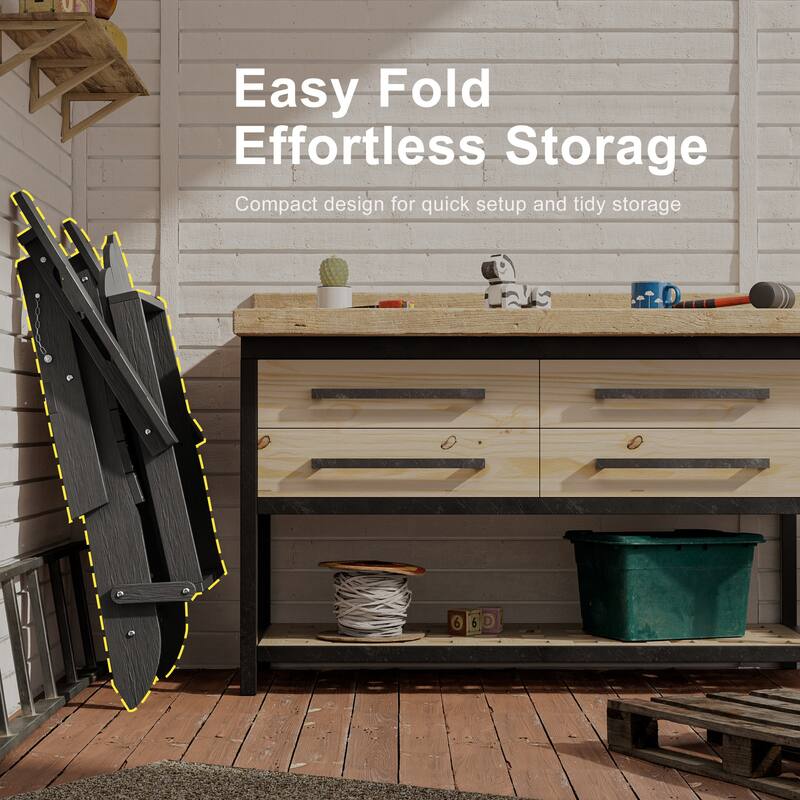 HDPE All-Weather Folding Adirondack Chair with Cup Holder