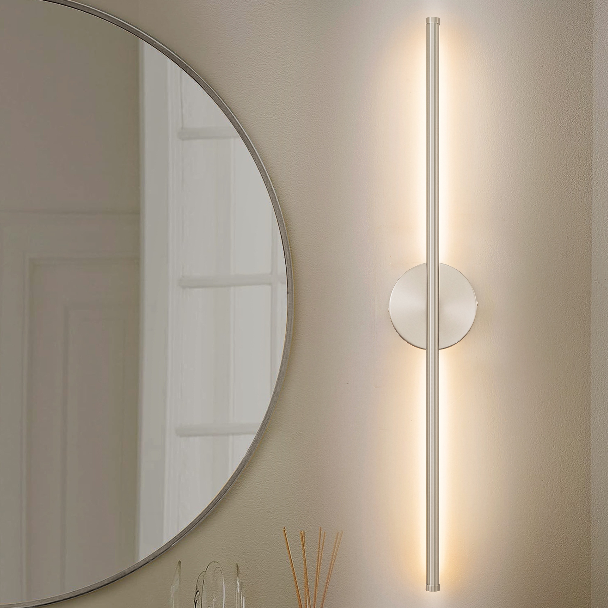 1-Light Modern Linear Aluminum Dimmable Integrated LED 3000K Warm Light Bathroom Vanity Lights for Mirror
