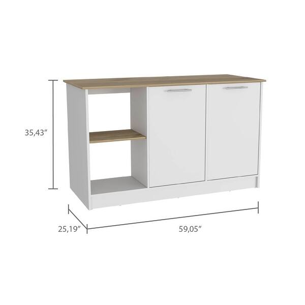 Kitchen Island Cart with 2Shelves 1Doors, Breakfast Bar Bed Bath