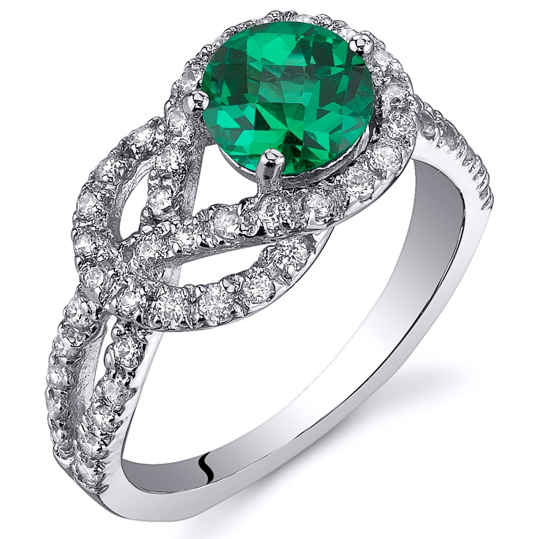 Oravo Sterling Silver 0.75 ct Created Emerald Birthstone Ring