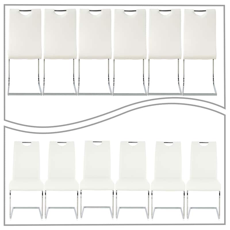 Classic Set of 6 PU Upholstered Dining Chairs - N/A